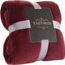 TASTHROW Large Flannel Fleece Throw Blanket, 6080 Inch - Cozy Lightweight Thick Blanket - All Seasons Suitable for Women, Men and Kids (Burgundy)