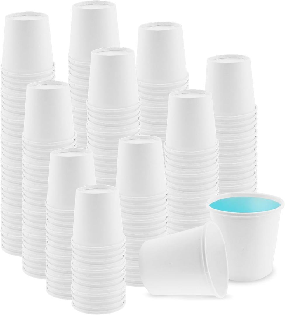 200 Pack Bathroom Cups 2 oz White Mouthwash Cups Disposable Mini Espresso Paper Cups for Bathroom Travel Picnic (White, 2, ounces)