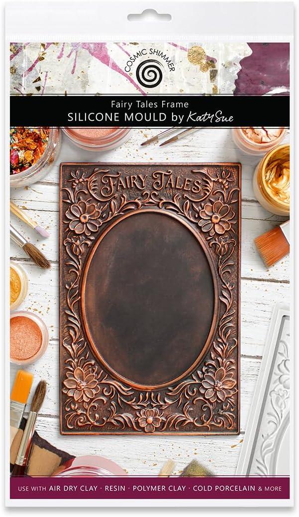 Cosmic Shimmer Fairy Tales Frame Silicone Mold for Crafting and Mixed Media Art. Use with Air Dry & Polymer Clay, Resin, Wax, Cold Porcelain & More. Size 8.1 x 5.4 Inches, from Katy Sue Craft Molds
