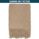 PAVILIA Tan Taupe Knit Throw Blanket for Couch, Twin Bed, Soft Knitted Farmhouse Sofa Throw for Living Room, Lightweight Decorative Fall Blanket for Chair, Outdoor Textured Boho Blanket, 60x80