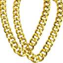 Hip Hop Chunky Gold Chain 2 Pack, 36 Inch Big Plastic Gold Necklace 80s 90s Punk Turnover Necklace Men Costume Accessory for Party Costume Class Bar
