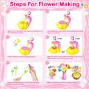 Osllate DIY Arts and Crafts for Kids Flower Toys with Lighted vase, Upgraded Unicornous Design Fabric Bouquet Craft Kits for Kids Toys for Girls Christmas Birthday for 3-12+ Year Old, Pink