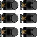 6 Pack Black Door Knobs with Square Rosette, Interior Door Handles for Bath & Bed, Heavy Duty Door Knob with Lock