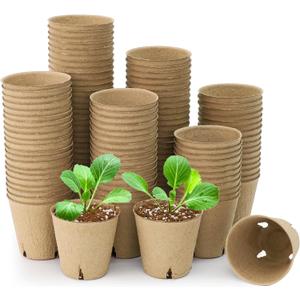 120 Packs 3.15 Inch Peat Pots, Biodegradable Pots for Seedlings with Drainage Holes, Herb Seed Starter