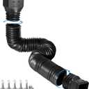 plusgutter Black 1-Pack Rain Gutter Downspout Extensions Flexible, Drain Downspout Extender,Down Spout Drain Extender, Gutter Connector Rainwater Drainage,Extendable from 21 to 68 Inches