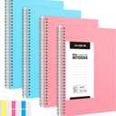 AHGXG Spiral Notebook - 4 Pack College Ruled Notebooks, 7.6" x 10" B5 Large Journal for Women, 100GSM Thick Paper, 160 Pages Journals for Writing Work School, Blue Pink