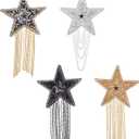 FINGERINSPIRE 4 Colors Rhinestone Star Patche Iron on Patches with Chains Tassel Sparkling Clothes Repair Patches Fashion Appliques Badge for Clothing Dress Hat Bag Jacket Shoes Garment DIY Decoration