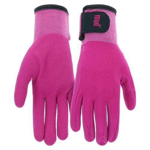 MUD Grip Women's Polyester Blend Shell and Water Resistant Sandy Nitrile Coated Palm Garden Gloves, Hook and Loop Closure, Abrasion Resistant, Excellent Grip, Purple, Medium/Large (MD31021M-WML), 3 Pack