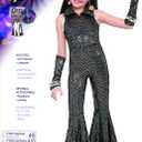 Rubies Disco Jumpsuit Costume for Kids, Girl's Medium (Black)