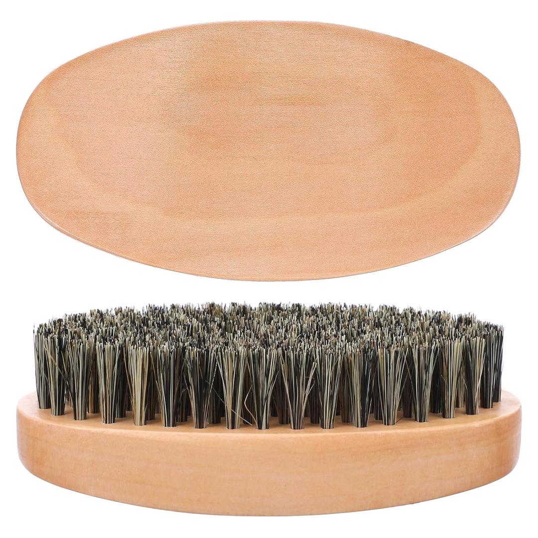 360 Curved Wave Brush for Men, Hard Palm Wave Hair Brushes Wave Styler for Laying Down 360 Waves, Made with Wood Mix Nature Boar Bristle Brush for Cultivating Beards, Hair Waves, and Wolfing