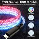 Car Carplay Cable for iPhone 15 16 17 Pro Max/Plus, 3ft RGB Light Up USB A to Type C Charger Cable LED Colorful Gradual USB C Fast Charging Cord for iPhone, iPad Pro/Air/Mini, Samsung, HTC, LG More