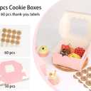 50Pcs 6x6x3 Cookie Boxes, Pink Bakery Boxes for Baked Goods, Cookies, Pastry, Strawberries, Macarons