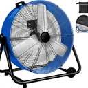 WARMLREC Industrial Fan 24 Inch Heavy Duty Drum 3 Speed 8800 CFM Air Circulation High Velocity Fan For Warehouse, Workshop, Factory, Commercial, Residential and Greenhouse Blue
