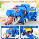 Dinosaur Toys for Kids 3-5, Dinosaur Truck with 12 Cars Toys, Car Track Set, Birthday Gifts Toys for 3 4 5+ Year Old Boys Girls, Transport Carrier Truck for Toddlers, Chritsmas Gifts