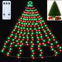 Christmas Tree Lights Red and Green Christmas Lights Outdoor Indoor 280Led 10 Lines with 8 Lighting Modes, Timer and Remote Control, Fairy Lights for Wedding Home Party 4Ft - 7Ft Xmas Tree Decorations