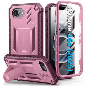 FNTCASE For IPhone SE 4/ SE 2025/ 16E Phone Case: Military Grade Shockproof With Built-In Screen Protector And Kickstand
