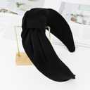 3 x Black Headband Top Knot Headband for Women, Black Headbands for Girls, Satin Knotted Wide Headbands Non Slip Hair Accessories