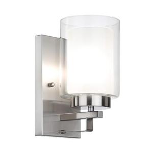 XiNBEi Lighting Wall Light 1 Light Bathroom Vanity Lighting with Dual Glass Shade in Brushed Nickel Indoor Modern Wall Mount Light Suitable for Bathroom & Living Room XB-W1195-1-BN, Broken