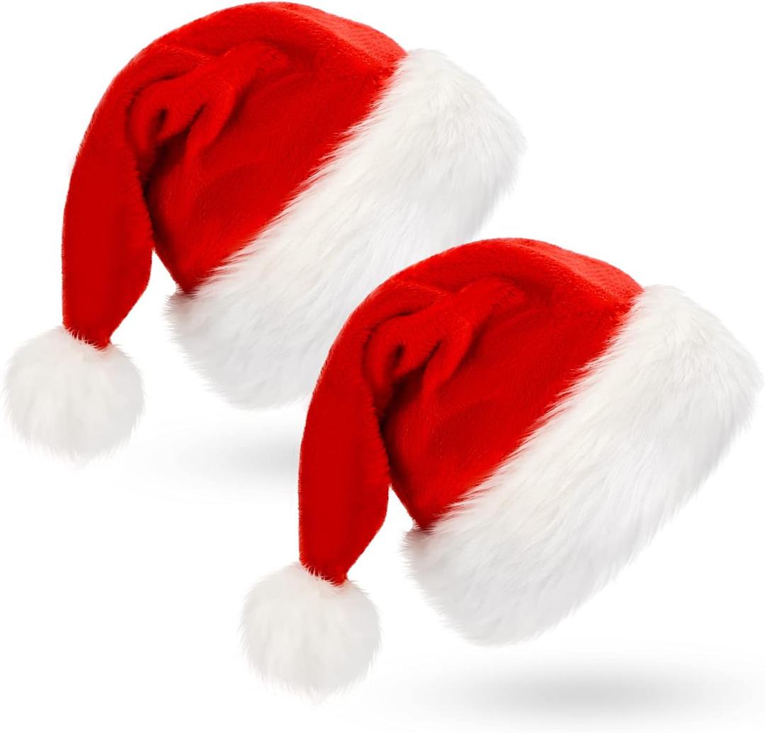 BOSONER Santa Hat: Christmas Hat Adult - Santa Hat for Women and Men - Led Santa Hat (2 Pack)