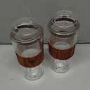 Birchland  Double Wall Glass Coffee or Tea Cup with Lid, Insulated, 12 oz, Set of 2