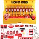 Lockout Tagout Station with Loto Devices - 10 Safety Padlocks, 6 Hasps, 9 Circuit Breaker Lockout, 2 Integrated Cable Locks, Plug Lock, Ball Gate Valve Lockout and 40 Loto Tags Kit