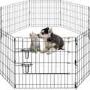 PEEKABOO Dog Pen Pet Playpen Dog Fence Indoor Foldable Metal Wire Exercise Puppy Play Yard Pet Enclosure Outdoor 8 Panels 24 Inch (Only Black playpen)