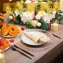 Tioncy 50 Set Clear Silver Charger Plates and Napkin Rings Bulk Beaded Charger Plates 13 Inch Plastic Round Table Decoration for Dinner Wedding Party Event