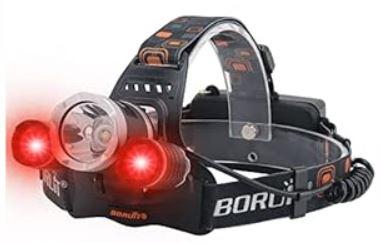 BORUIT RJ-3000 Rechargeabe LED Headlamp Super Bright with Red Light, 3 Modes Super Bright USB Head Lamp IPX4 Waterproof Headlight for Adults USB Outdoor Fishing Camping