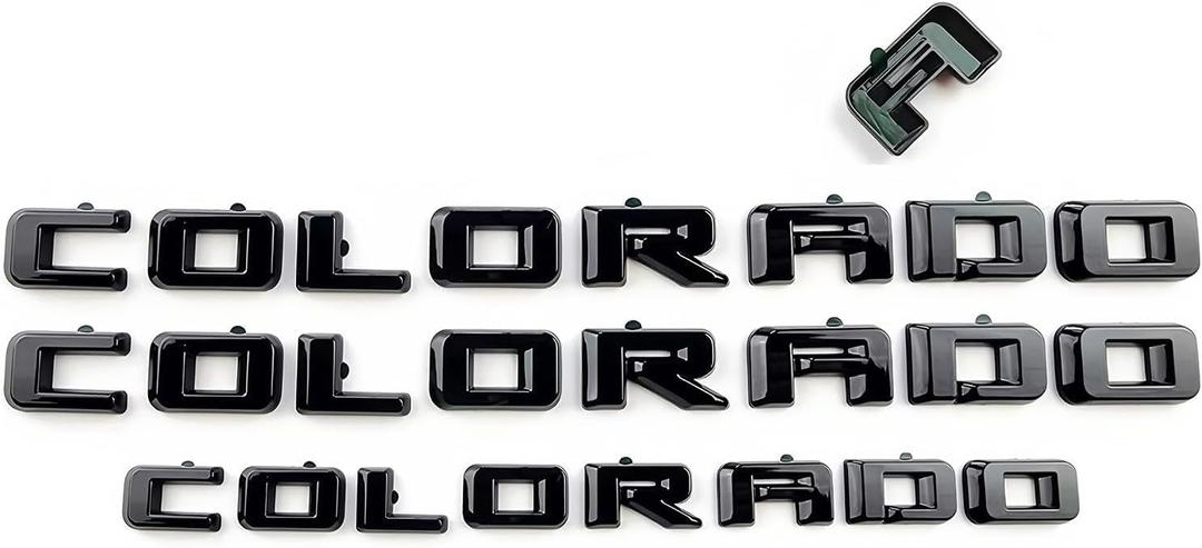 Overlay Emblem 3D Letter Side Door Rear Tailgate Badge Nameplate Compatible for 2023-2024 Colorado Set of 3Pcs (Glossy Black)