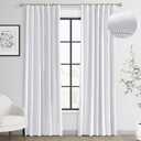 Joywell Linen 100% Blackout Curtains 96 Inches Long, Rod Pocket/Back Tab/Hook Belt/Clip Rings,Pinch Pleated Thermal Insulated Drapes for Master Bedroom Living Room (2 Panels,52 x 96, White)