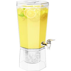 Lifewit 1 Gallon Plastic Drink Dispenser, Juice Containers with Lid for Party, Ice Beverage Dispenser with Stand for Lemonade/Soda/Tea, BPA Free