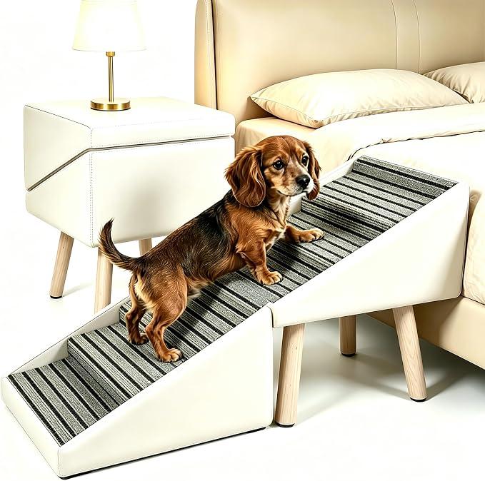 Foldable 2-in-1 Wooden Dog Stairs Non-Slip Ramp for Small Dogs Bed & Couch
Works as pet ottoman with solid wood frame, stable climbing steps for puppy and senior pets