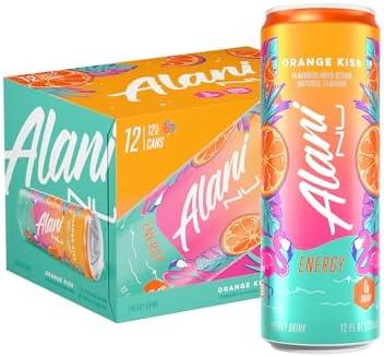 Alani Nu ORANGE KISS, Sugar Free, Low Calorie Energy Drinks, 200mg Caffeine, Biotin, B Vitamins, Zero Sugar, 10 Calories, 12 Fl Oz Cans, 12 Pack