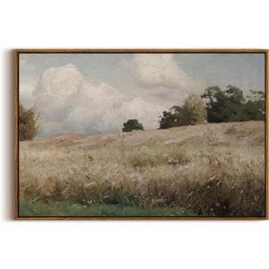 InSimSea Framed Canvas Wall Art Vintage Decor, Farmhouse Scenery Vast Field Grassland Paintings, Large Prints, Nature Landscape Hanging Wall Decoration for Living Room Bedroom Bathroom, 20"x30"