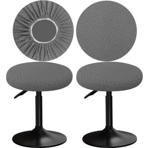Stool Covers Round 12-16"/30-40cm with Jacquard Bar Stool Seat Covers Round, Elastic Soft and Comfortable are Rich Color (2, Gray) (Grey)
