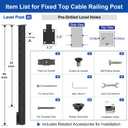 BLIKA 2 Pack 36" Side Mount Cable Railing Posts, 304 Stainless Steel
