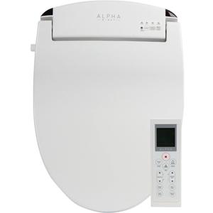 ALPHA BIDET JX2 Elongated Bidet Toilet Seat, White, Endless Warm Water, *NEW* Bowl Mist, LED Light, Quiet Operation, Wireless Remote, Stainless Steel Nozzle, Sittable Lid