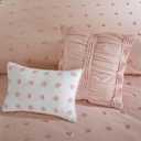 Intelligent Design Duvet Set 100% Cotton Jacquard, Tufts Accent, Shabby Chic All Season Cover for Comforter, Matching Shams, Decorative Pillows, Twin/Twin XL (68 in x 92 in), Pink 5 Piece