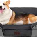 Dwanton Orthopedic Dog Bed for Medium Dogs with Gel Memory Foam, Waterproof Dog Sofa, Washable Pet Bed with Four Sided Bolster Cushion, Removable Cover & Non-Slip Bottom, 36", Dark Gray (Medium(36 x 25.5 x 6 inch))