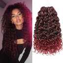 ZRQ 14 Inch GoGo Curl Crochet Hair 8 Packs Burgundy Beach Curl Hair For Women,Synthetic Deep WaveTwist (14Inch,Tbug)