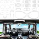 23PCS Full Set Interior Decoration Trim Kit for Jeep Wrangler JL JLU Gladiator JT 2018-2023 Steering Wheel Door Handle Air Conditioning Vent Cup Holder Reading Light Headlight Gear Cover (White)