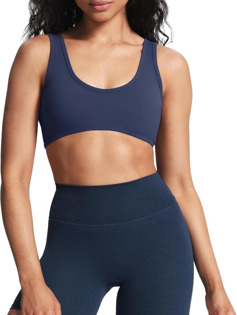 Aoxjox Women's Workout Sports Bras Basic Baddie Fitness Training Gym Bra Yoga Crop Tank (M)