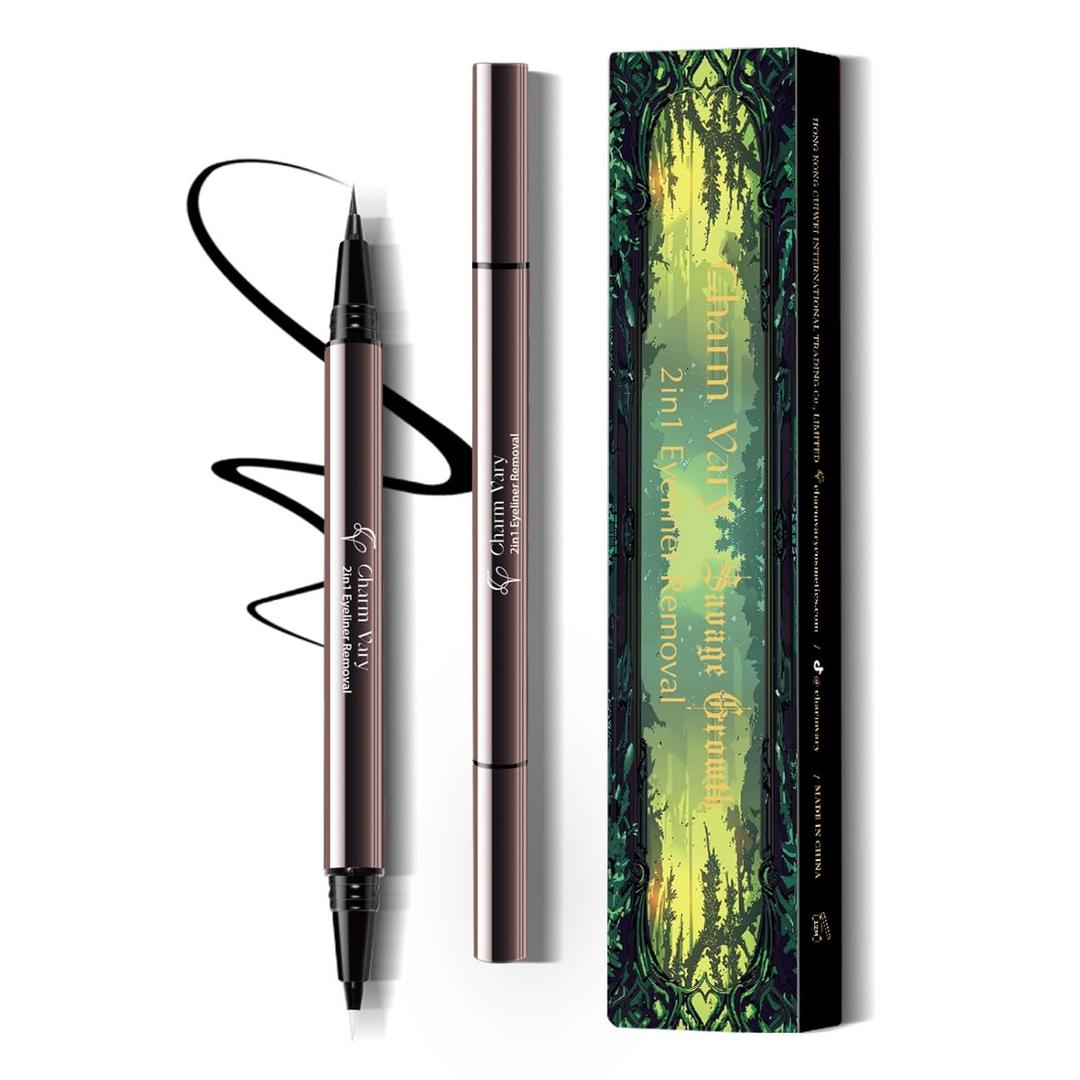 Waterproof Liquid Eyeliner Pencil with Correction Pen, 2-in-1 Black Eye Liner Pen for Older Women, Smudge Proof Gel Eyeliner Stick for Waterline & Winged Look
