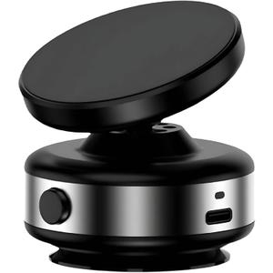 Electric Vacuum Car Phone Mount, 360 Rotating Suction Cup Magnetic Phone Holder, for Car, Gym Mirror, Smooth Silver