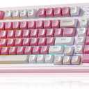 AULA 99 Key Keyboard, Wireless Gaming Keyboard Bluetooth Computer Keyboards Creamy Cute with Number Pad RGB Backlit Tri-Mode BT/2.4GHz/USB-C - Pink