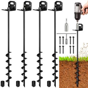 25" Ground Anchors Screw in, 4 Pack Shed Anchors Kit