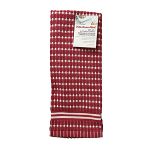 kitchenAid BrightRed 16x28 Inch Durable Absorbent Cotton Terry Towel and LinTex Two Pack Towels