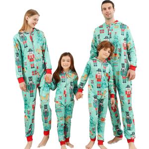ANGELGGH Onesie Christmas Family Matching Pajamas Adult Couples Men PJs Hooded Women Novelty One-piece Sleepwear (Small, Blue Green)