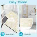 3 x Bath Mat Super Absorbent Bathmat Bathroom Floor Mat Non Slip Bathroom Mat Quick Dry Bath Rug Easy to Clean 2417 (1'6" x 2' (Rectangular), Golden)