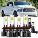 compatible with DODGE RAM 1500 2500 3500 With Projector 2016 2017 2018 Bulbs High Beam Low Beams Fog Lights, Pack of 6
